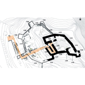 Planta arqueológica del castillo con identificación de torres y lienzos (Rodriguez, 2016)